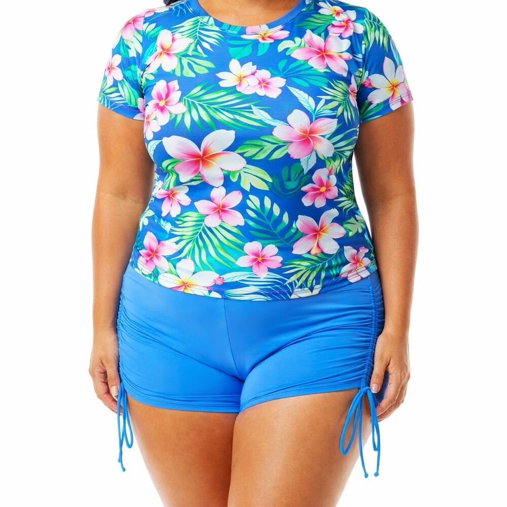 NEW Beach House Blake Swim Short Womens Plus 22W Side-Tie Paradise Peri Blue